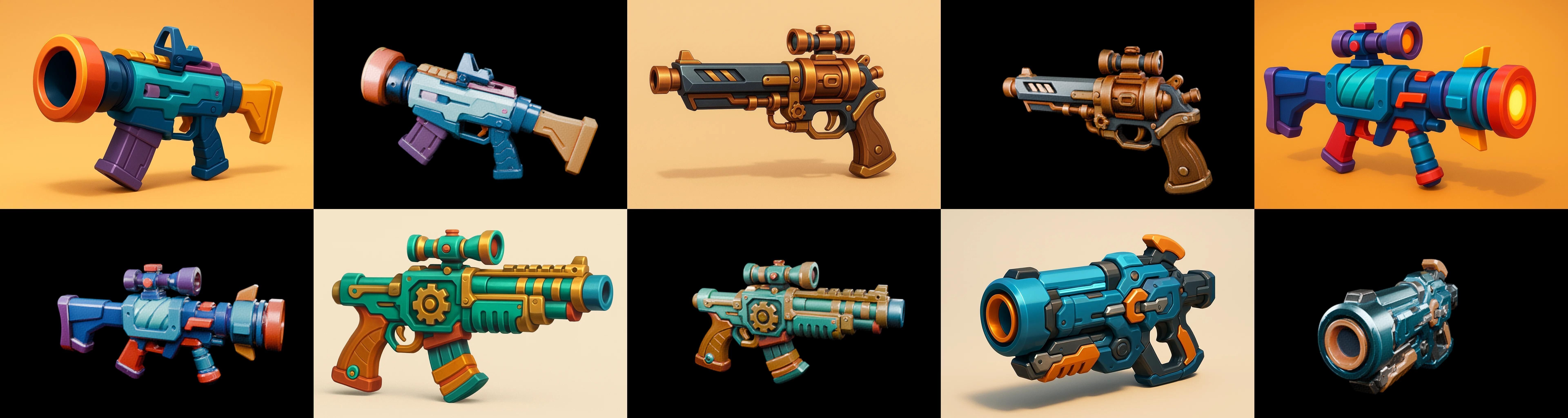 Weapon Rifle and Space Gun bundle 45 pack 100 glb Low-poly 3D model_2