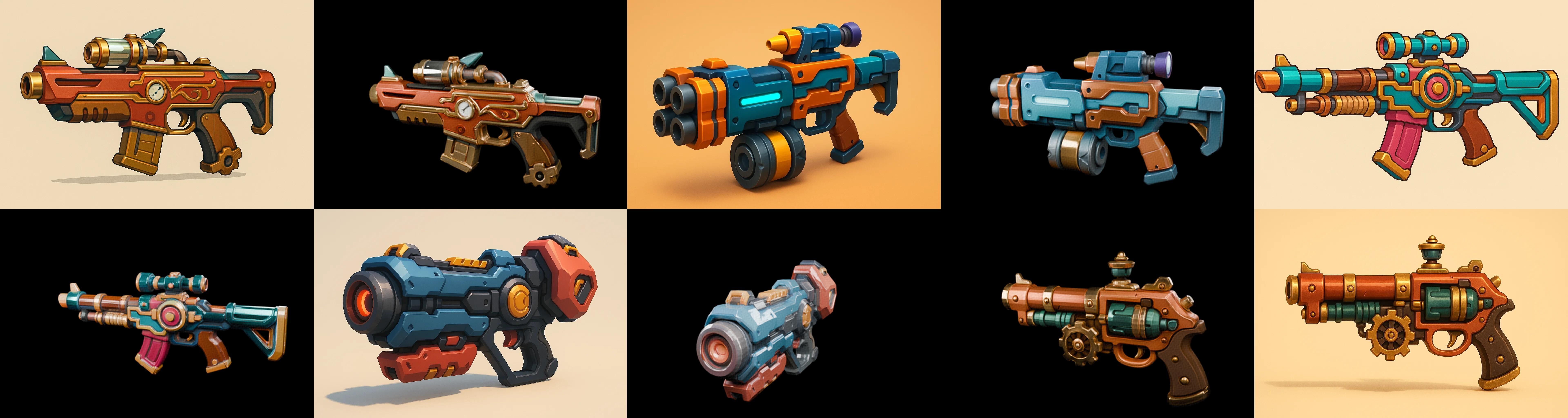 Weapon Rifle and Space Gun bundle 45 pack 100 glb Low-poly 3D model_13