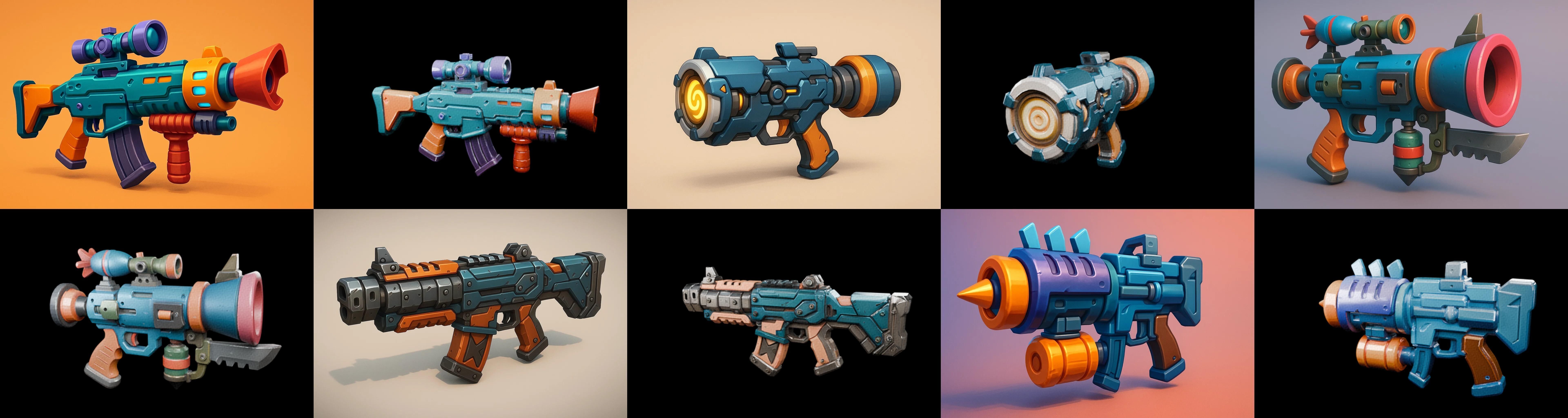 Weapon Rifle and Space Gun bundle 45 pack 100 glb Low-poly 3D model_7