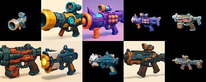 Weapon Rifle and Space Gun bundle 44 pack 100 glb Low-poly 3D model