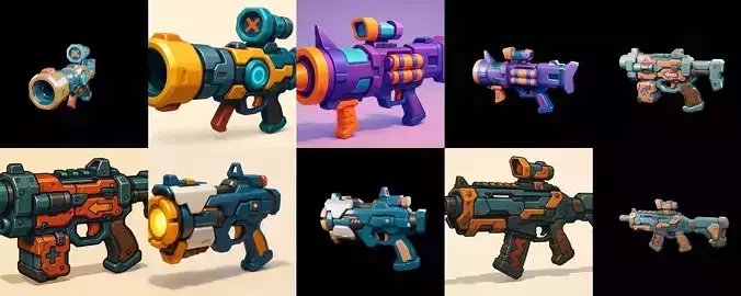 Weapon Rifle and Space Gun bundle 44 pack 100 glb