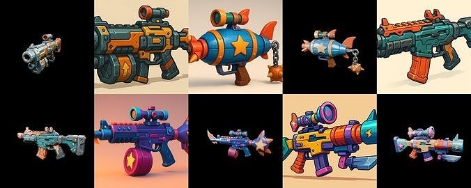 Weapon Rifle and Space Gun bundle 43 pack 100 glb Low-poly 3D model
