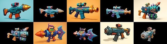 Weapon Rifle and Space Gun bundle 42 pack 100 glb Low-poly 3D model