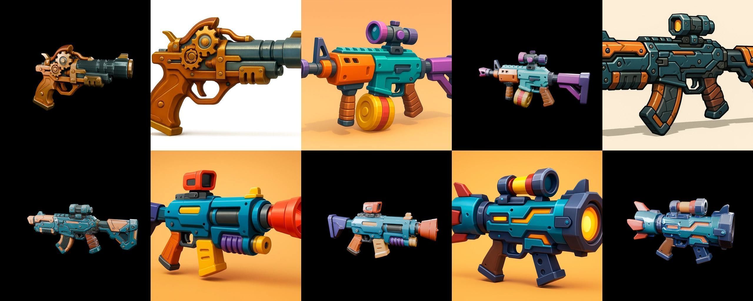 Weapon Rifle and Space Gun bundle 42 pack 100 glb Low-poly 3D model_16