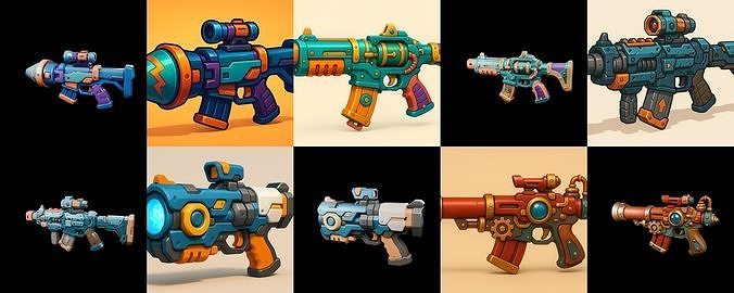 Weapon Rifle and Space Gun bundle 41 pack 100 glb Low-poly 3D model