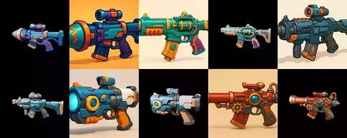 Weapon Rifle and Space Gun bundle 41 pack 100 glb