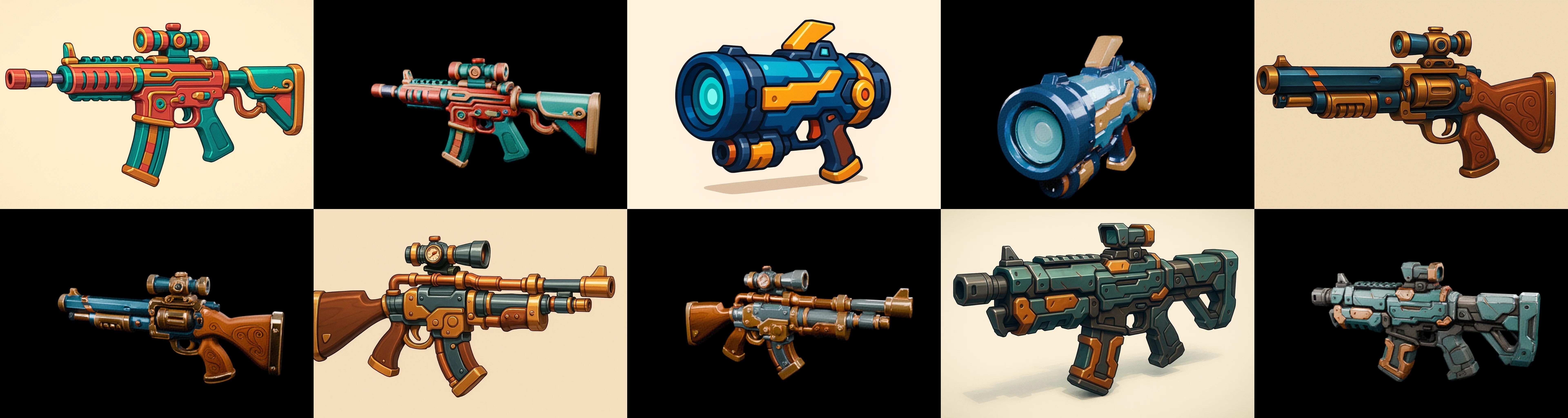 Weapon Rifle and Space Gun bundle 40 pack 100 glb Low-poly 3D model_17