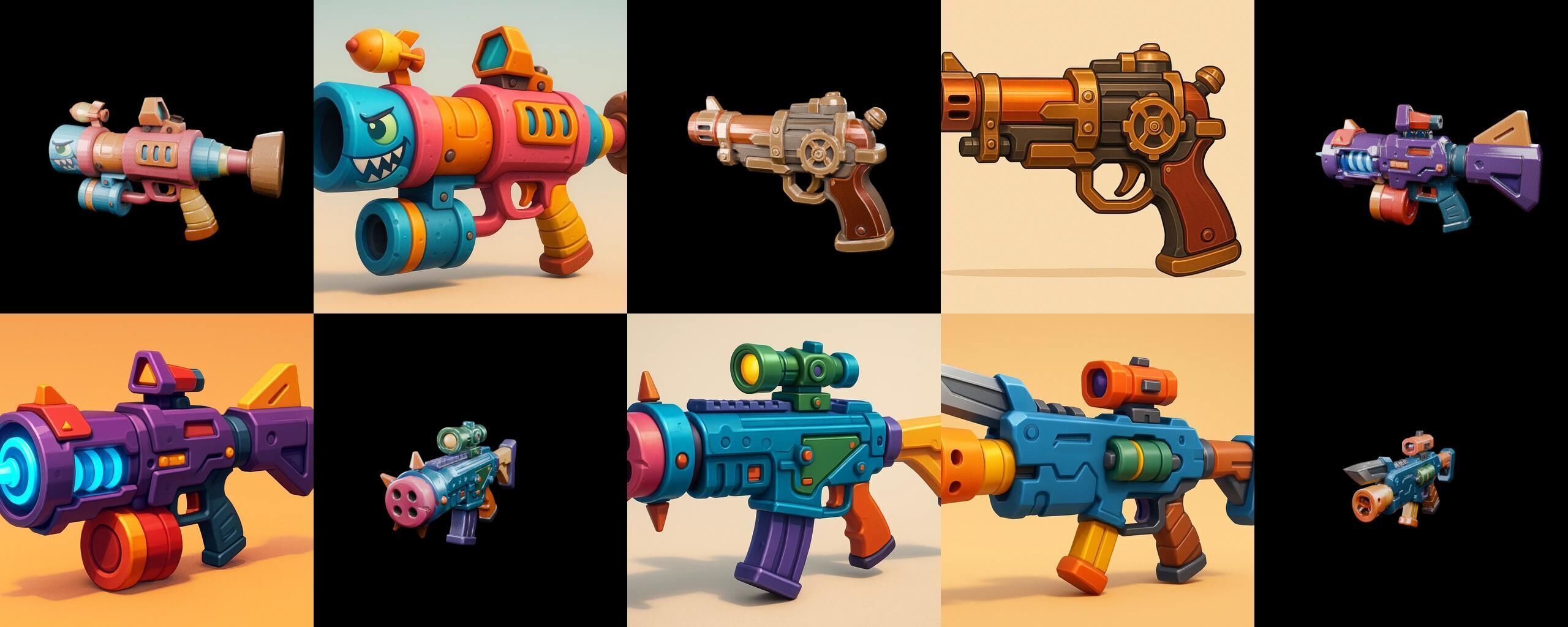 Weapon Rifle and Space Gun bundle 40 pack 100 glb Low-poly 3D model_13