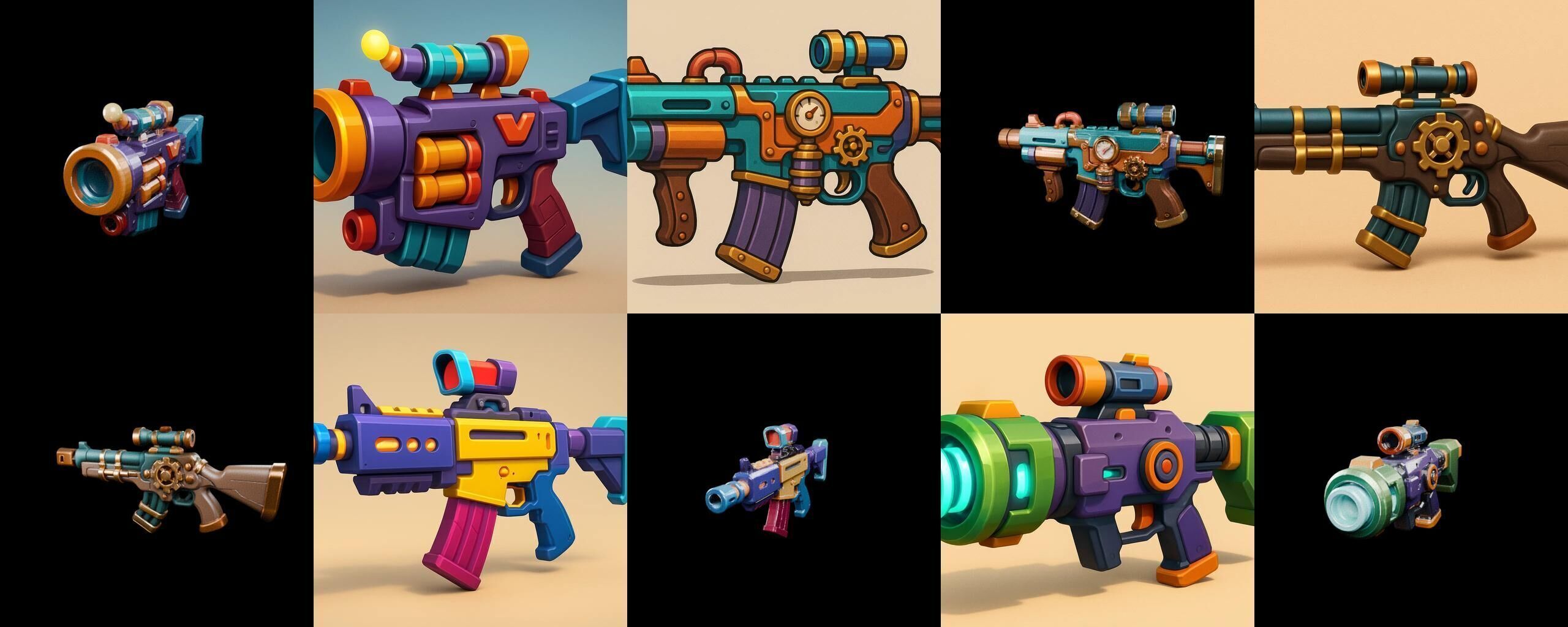 Weapon Rifle and Space Gun bundle 40 pack 100 glb Low-poly 3D model_19