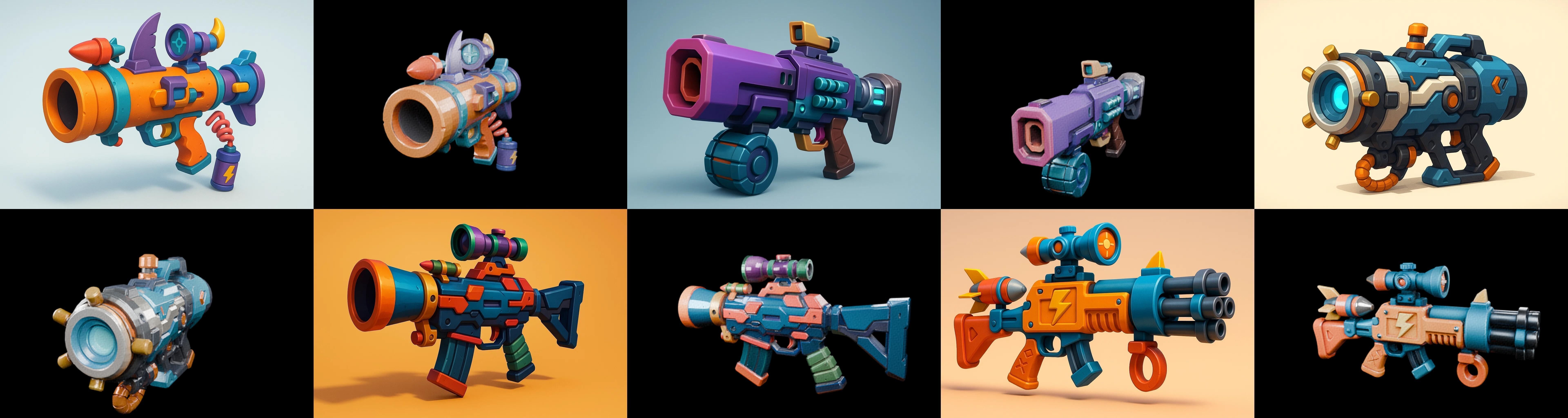 Weapon Rifle and Space Gun bundle 40 pack 100 glb Low-poly 3D model_7