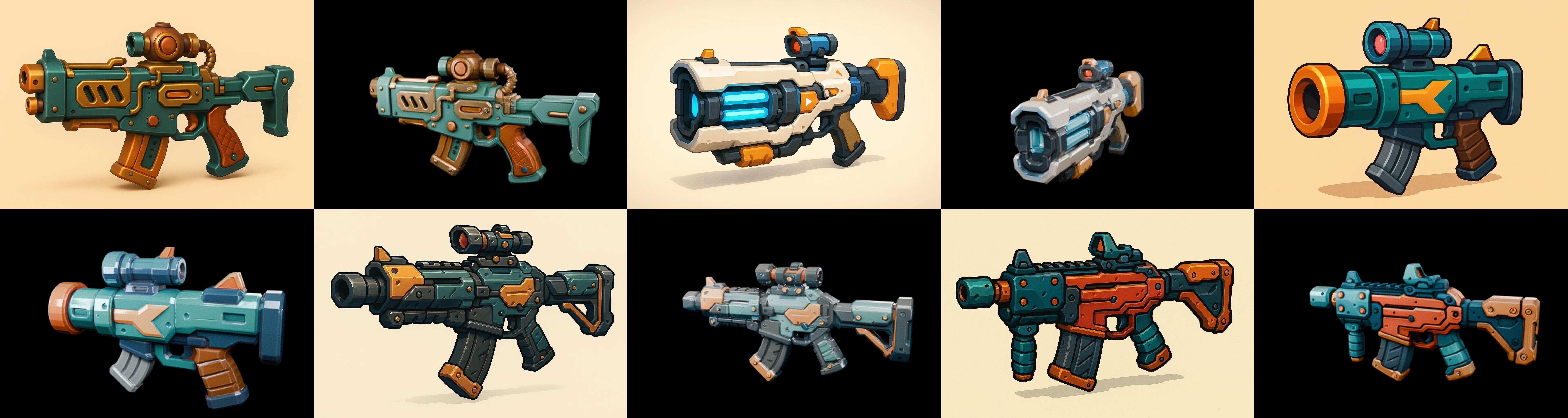 Weapon Rifle and Space Gun bundle 40 pack 100 glb Low-poly 3D model_6