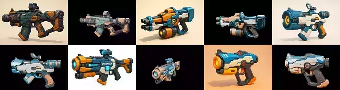 Weapon Rifle and Space Gun bundle 40 pack 100 glb