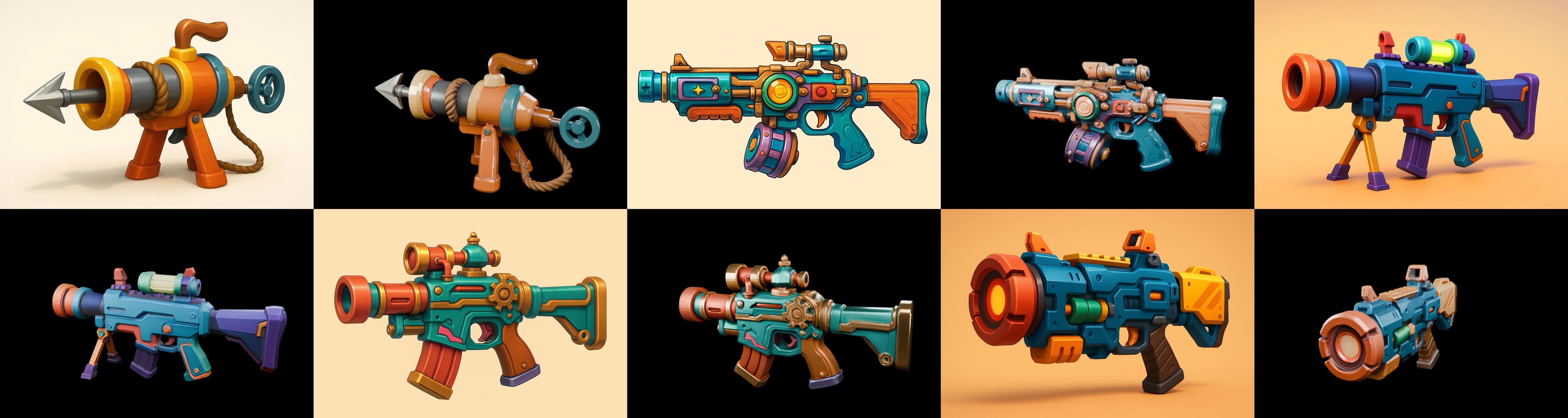 Weapon Rifle and Space Gun bundle 40 pack 100 glb Low-poly 3D model_18