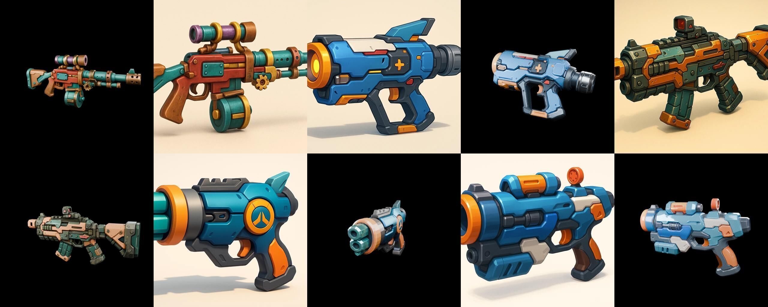 Weapon Rifle and Space Gun bundle 40 pack 100 glb Low-poly 3D model_15