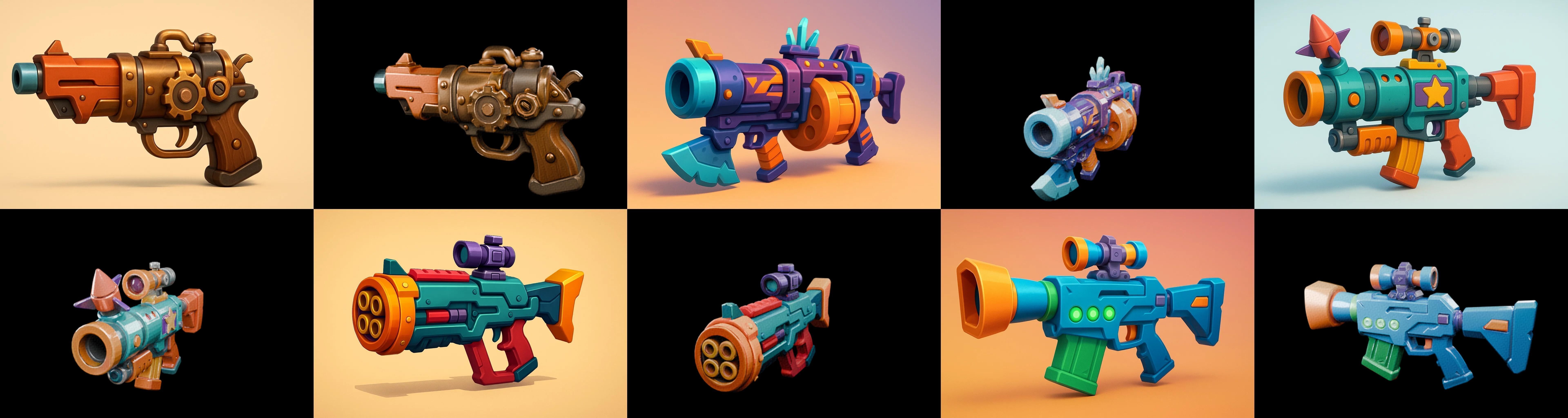 Weapon Rifle and Space Gun bundle 40 pack 100 glb Low-poly 3D model_16