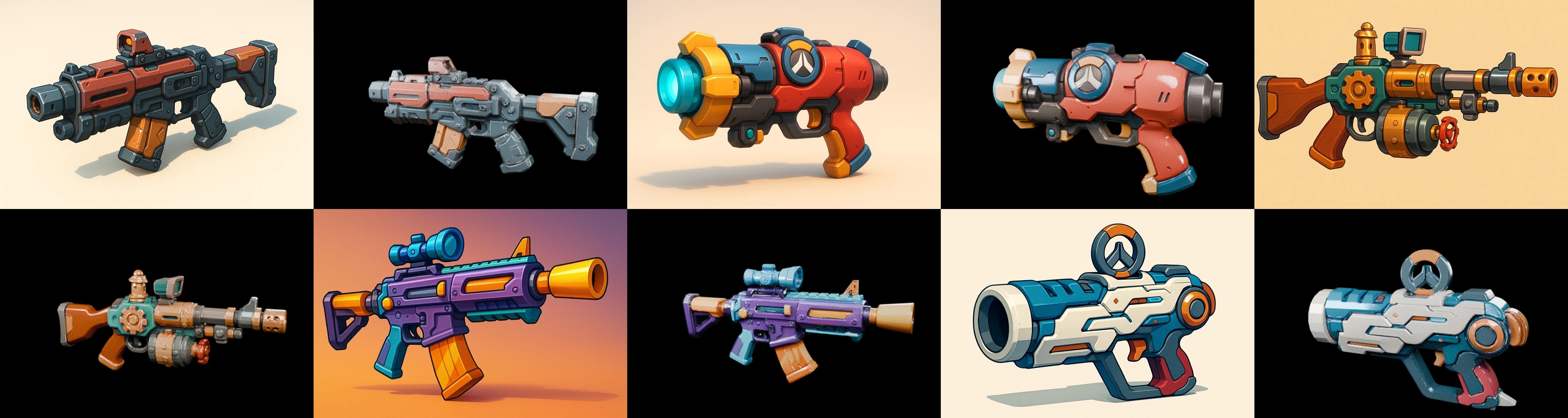 Weapon Rifle and Space Gun bundle 4 pack 100 glb Low-poly 3D model_1