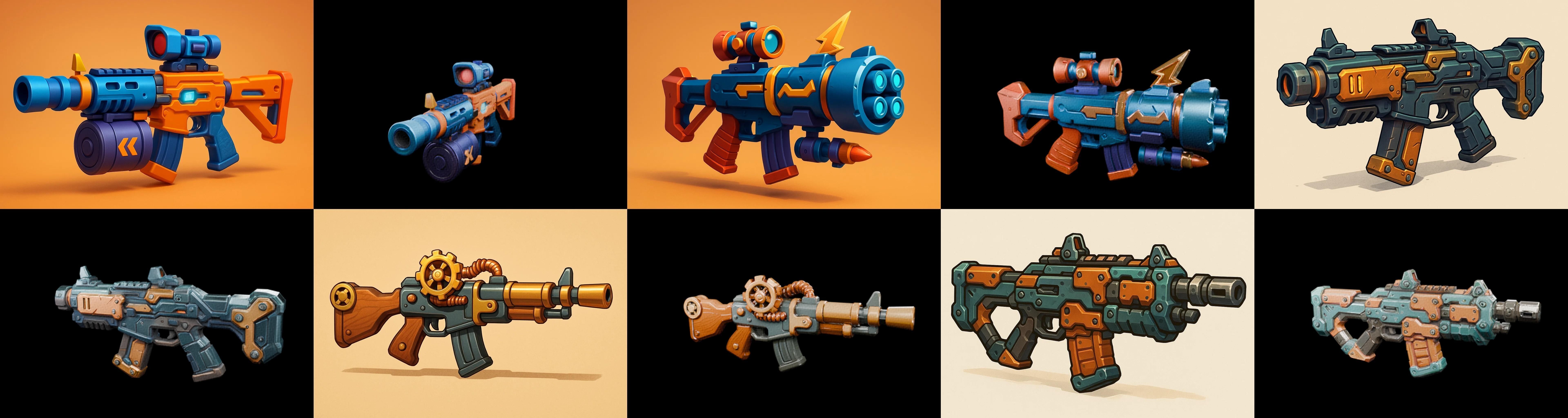 Weapon Rifle and Space Gun bundle 4 pack 100 glb Low-poly 3D model_9