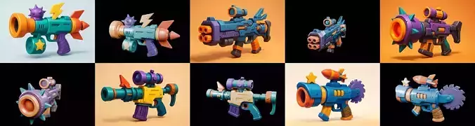 Weapon Rifle and Space Gun bundle 4 pack 100 glb