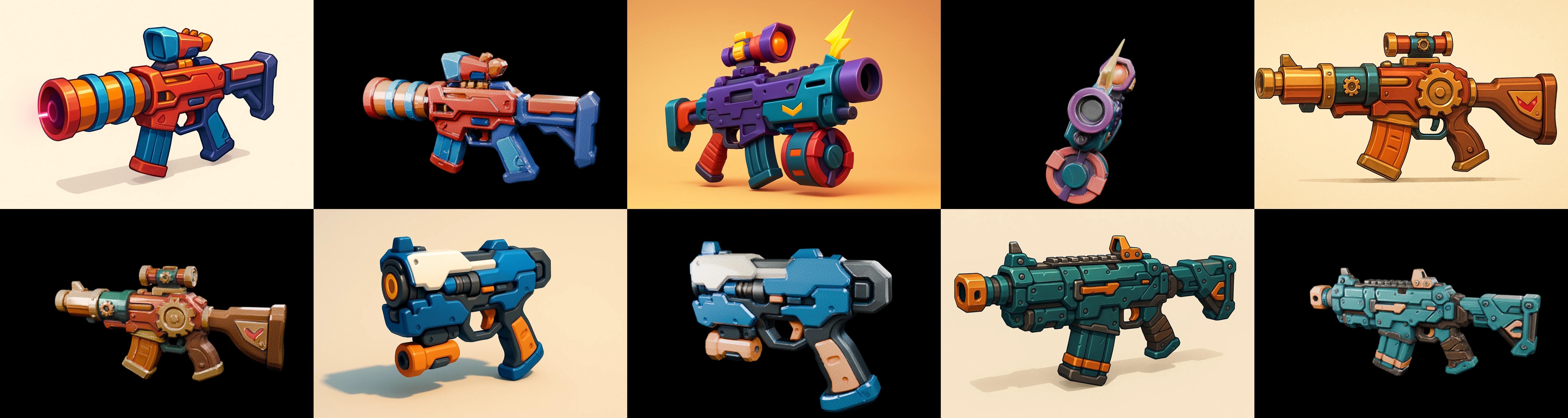 Weapon Rifle and Space Gun bundle 4 pack 100 glb Low-poly 3D model_11