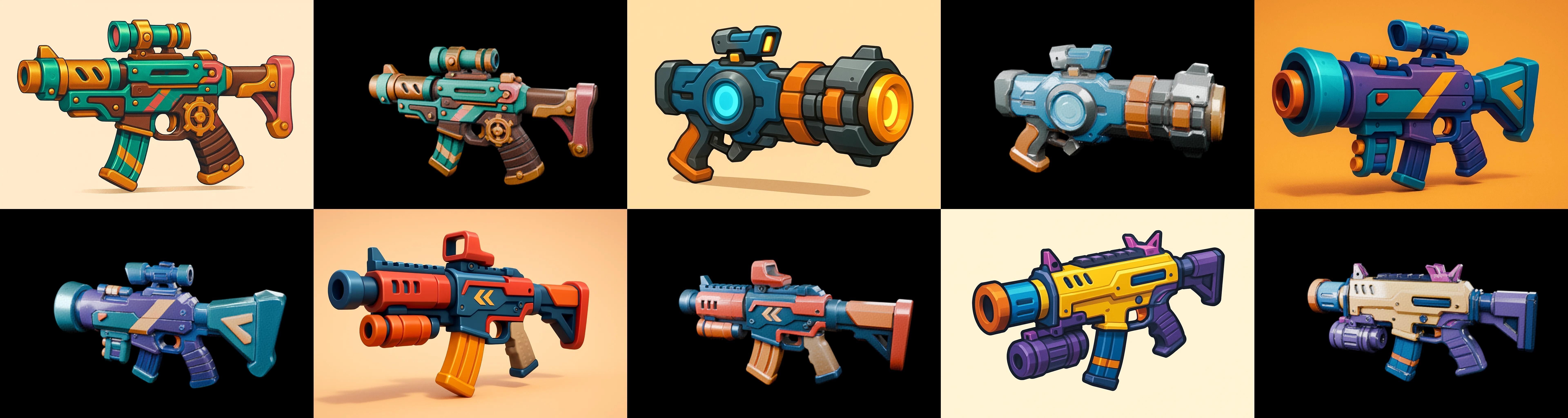 Weapon Rifle and Space Gun bundle 4 pack 100 glb Low-poly 3D model_15