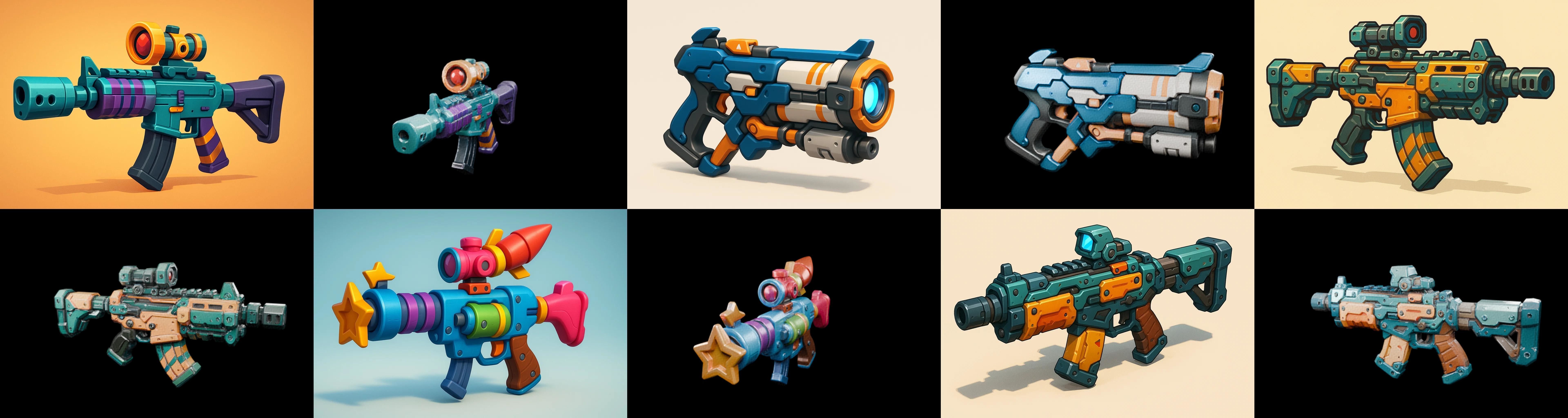 Weapon Rifle and Space Gun bundle 4 pack 100 glb Low-poly 3D model_18