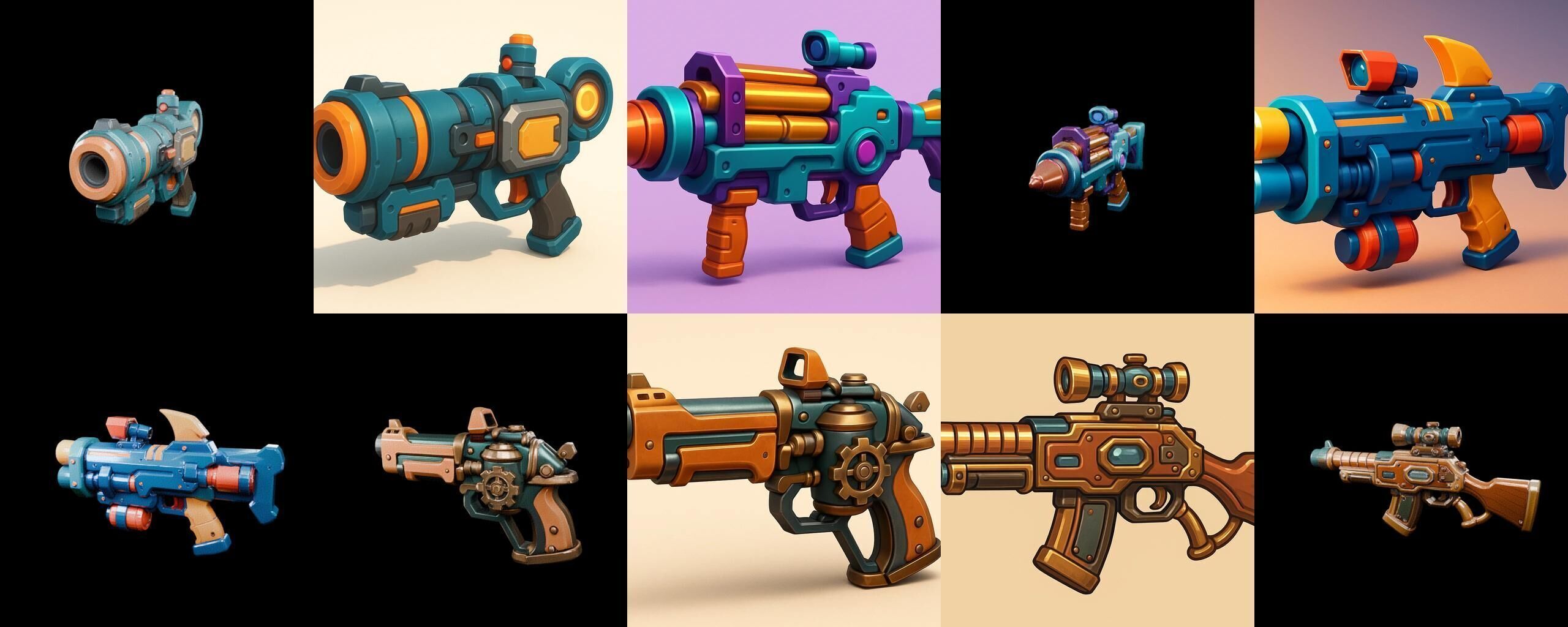 Weapon Rifle and Space Gun bundle 4 pack 100 glb Low-poly 3D model_14