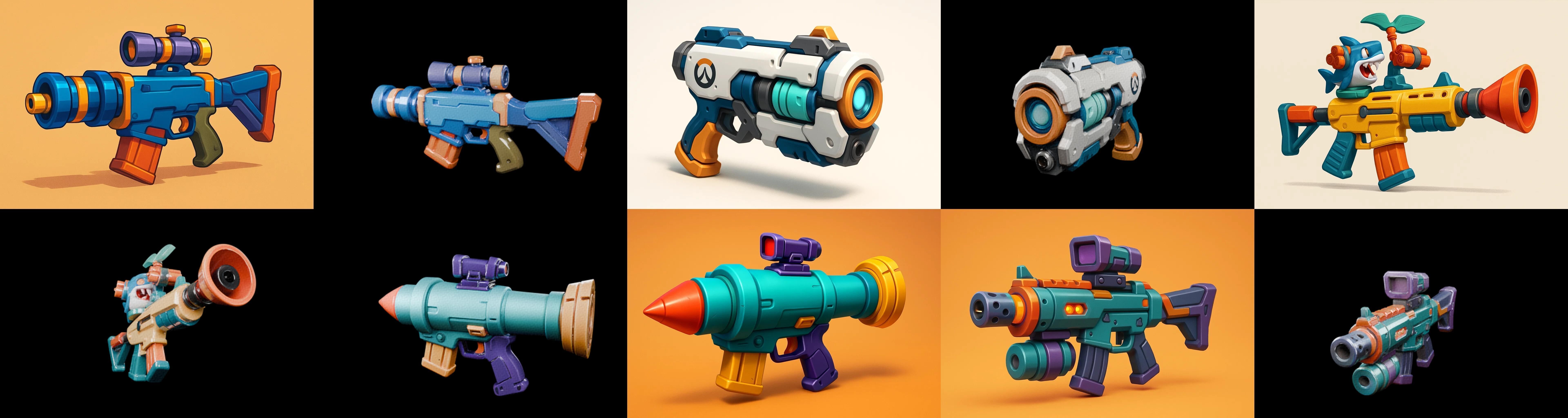 Weapon Rifle and Space Gun bundle 4 pack 100 glb Low-poly 3D model_4