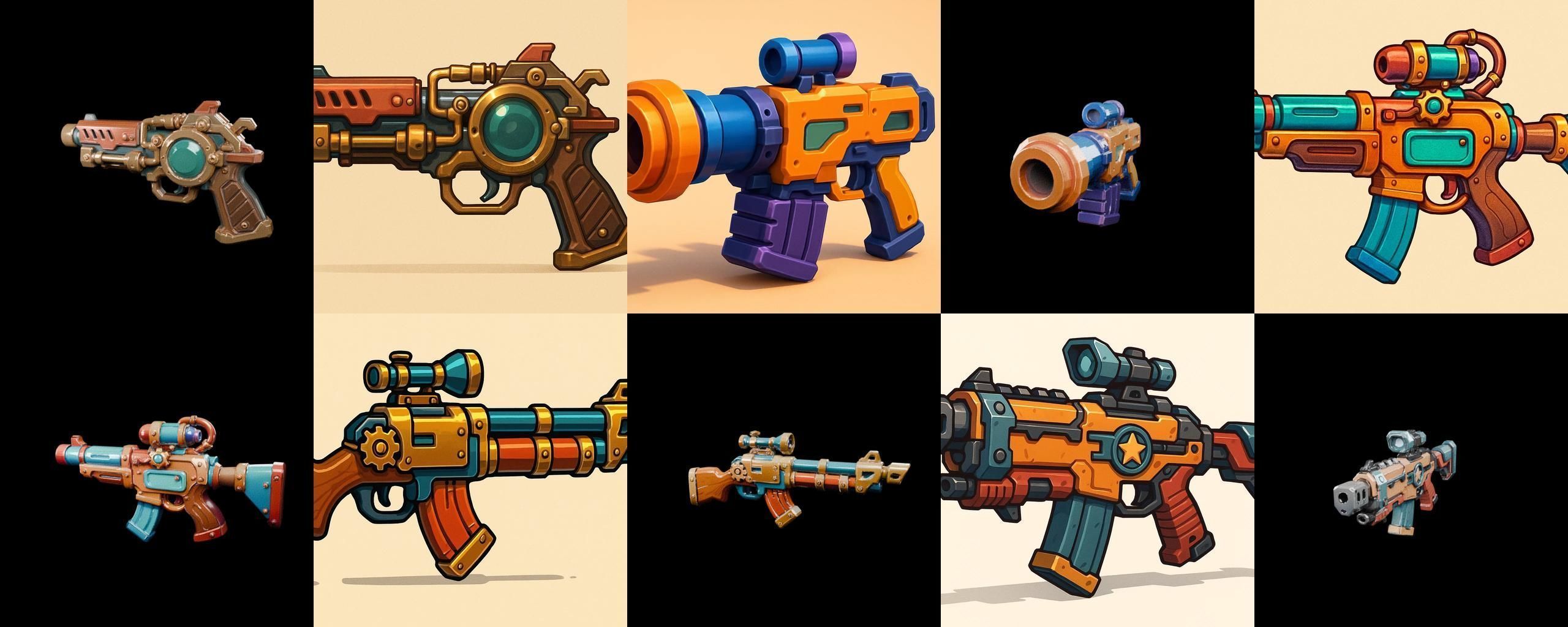 Weapon Rifle and Space Gun bundle 4 pack 100 glb Low-poly 3D model_17