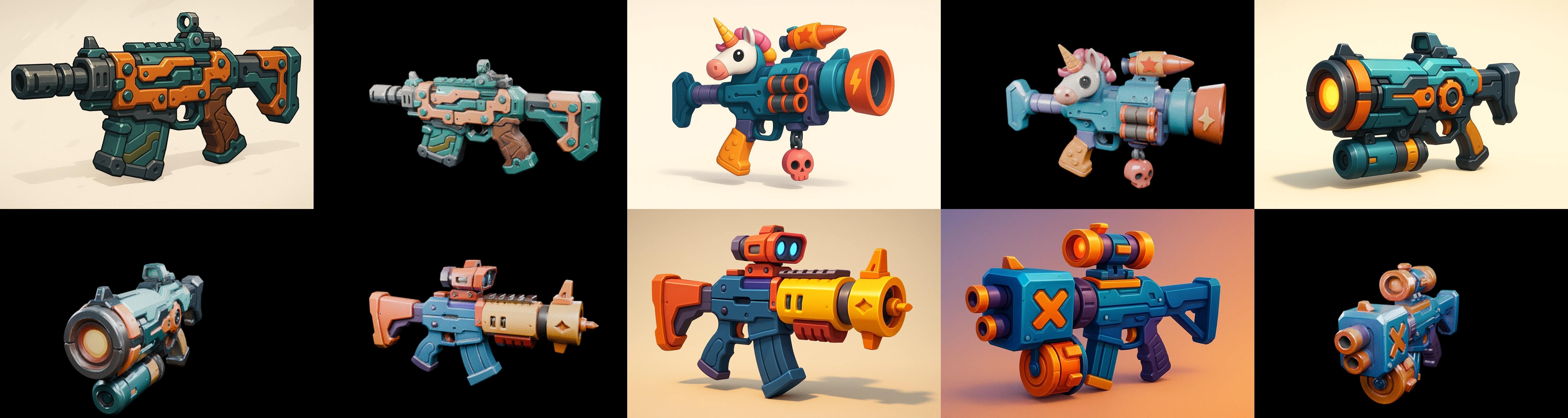 Weapon Rifle and Space Gun bundle 4 pack 100 glb Low-poly 3D model_13