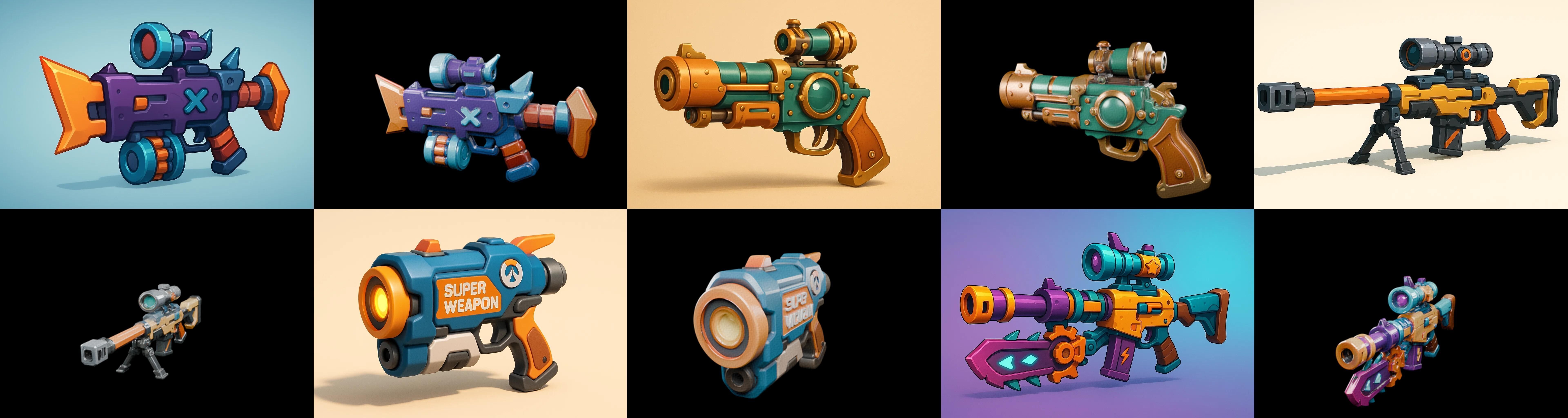 Weapon Rifle and Space Gun bundle 4 pack 100 glb Low-poly 3D model_3