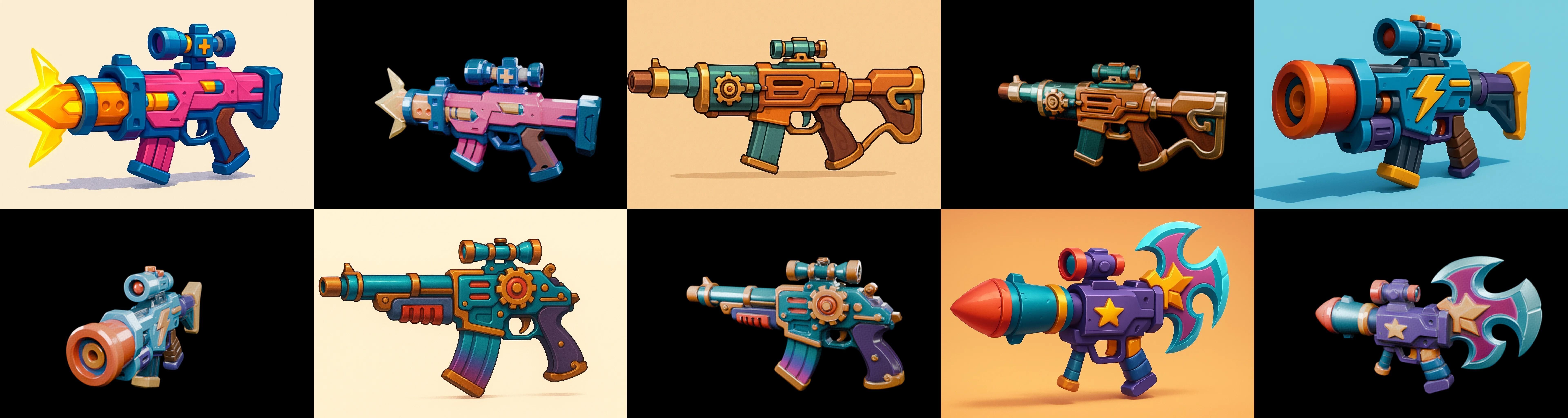 Weapon Rifle and Space Gun bundle 4 pack 100 glb Low-poly 3D model_2