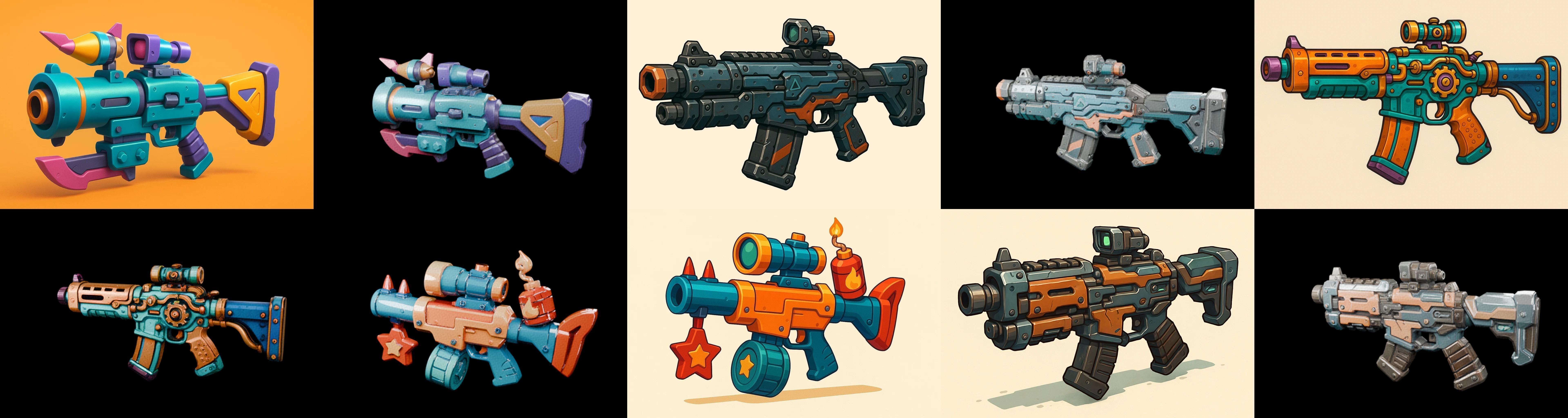 Weapon Rifle and Space Gun bundle 4 pack 100 glb Low-poly 3D model_12