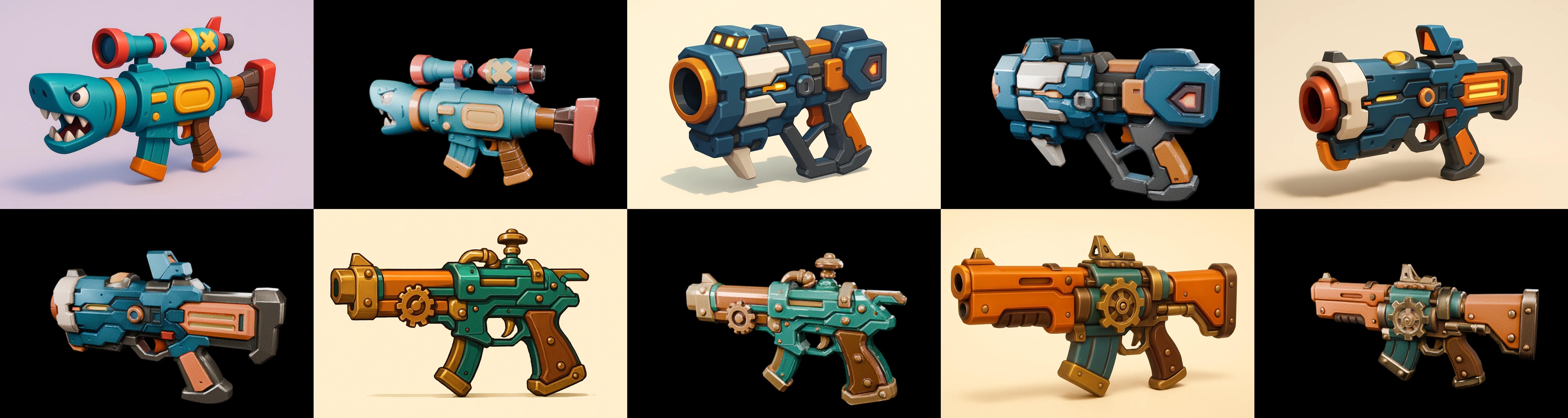 Weapon Rifle and Space Gun bundle 4 pack 100 glb Low-poly 3D model_10