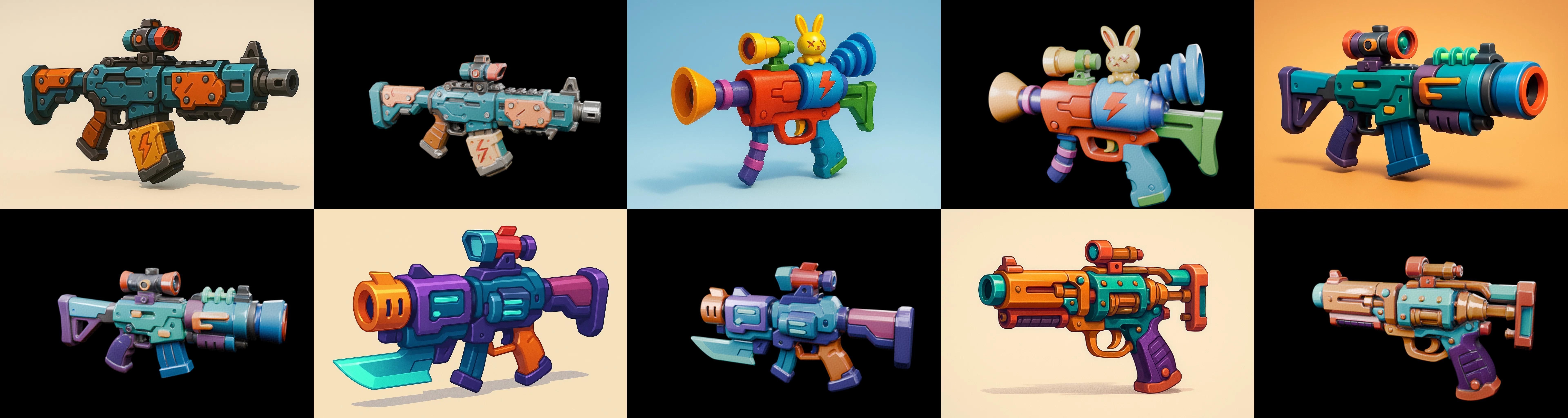 Weapon Rifle and Space Gun bundle 4 pack 100 glb Low-poly 3D model_19