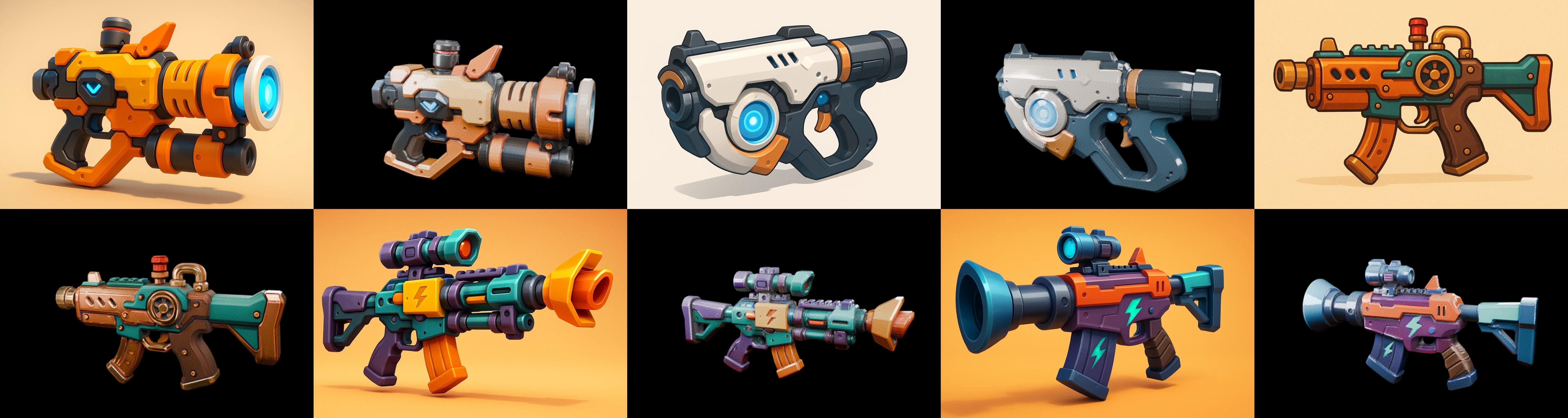 Weapon Rifle and Space Gun bundle 4 pack 100 glb Low-poly 3D model_5