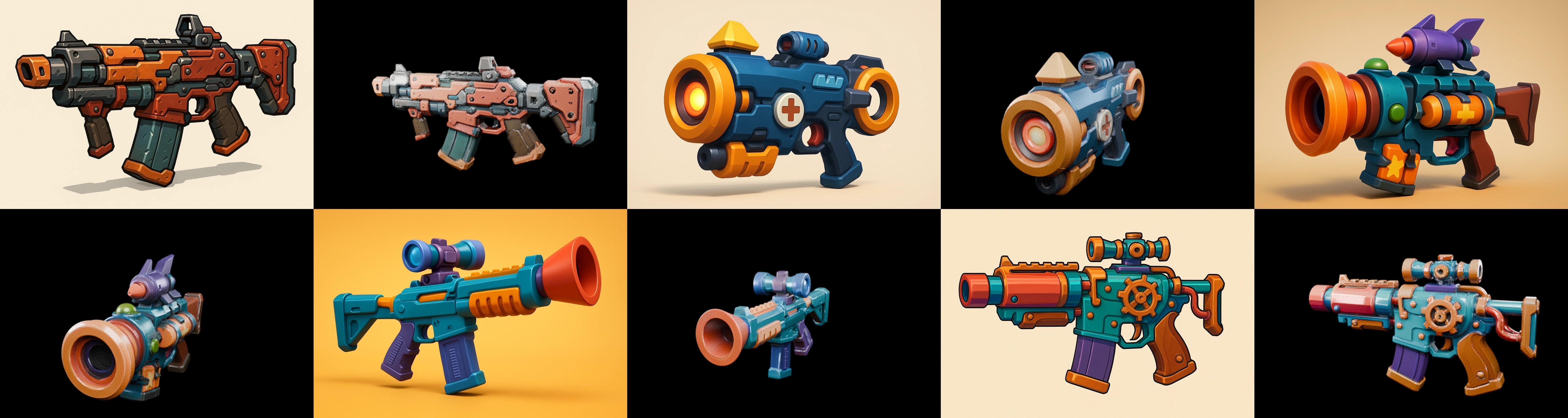 Weapon Rifle and Space Gun bundle 4 pack 100 glb Low-poly 3D model_6