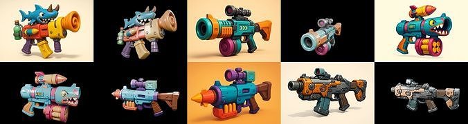 Weapon Rifle and Space Gun bundle 39 pack 100 glb Low-poly 3D model