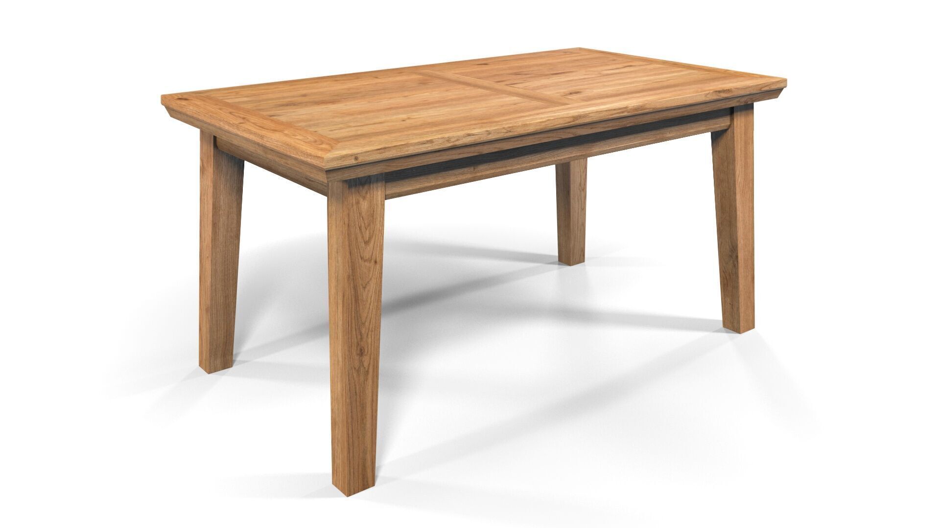 Country Dining Table 160 x 90 cm -63 x 35 inch Solid Natural Oak 3D model_1
