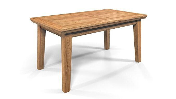 Country Dining Table 160 x 90 cm -63 x 35 inch Solid Natural Oak 3D model 2