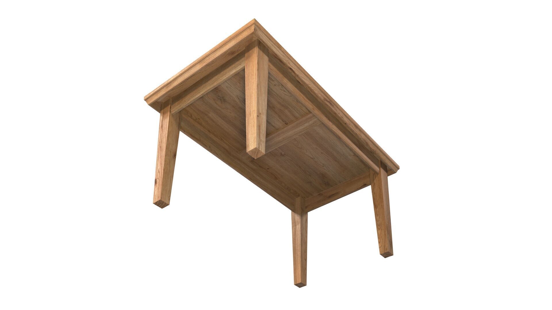 Country Dining Table 160 x 90 cm -63 x 35 inch Solid Natural Oak 3D model_12