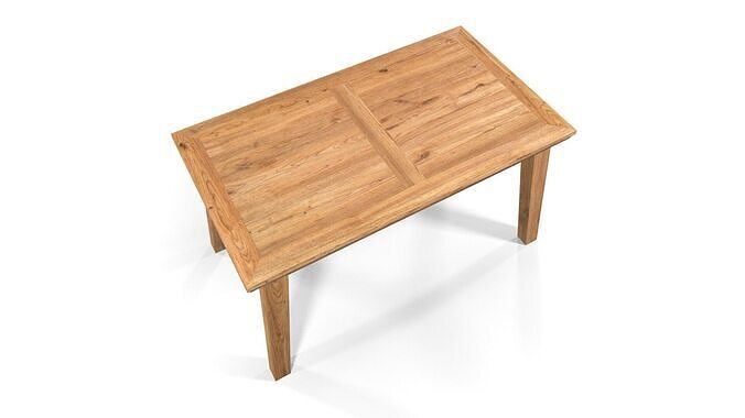 Country Dining Table 160 x 90 cm -63 x 35 inch Solid Natural Oak 3D model 3