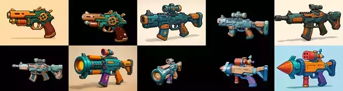 Weapon Rifle and Space Gun bundle 37 pack 100 glb