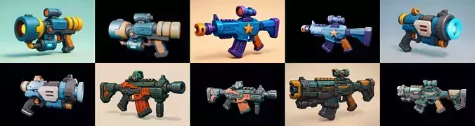 Weapon Rifle and Space Gun bundle 36 pack 100 glb