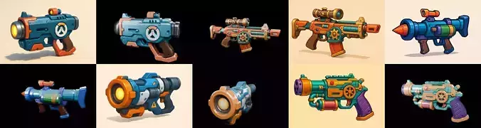 Weapon Rifle and Space Gun bundle 35 pack 100 glb