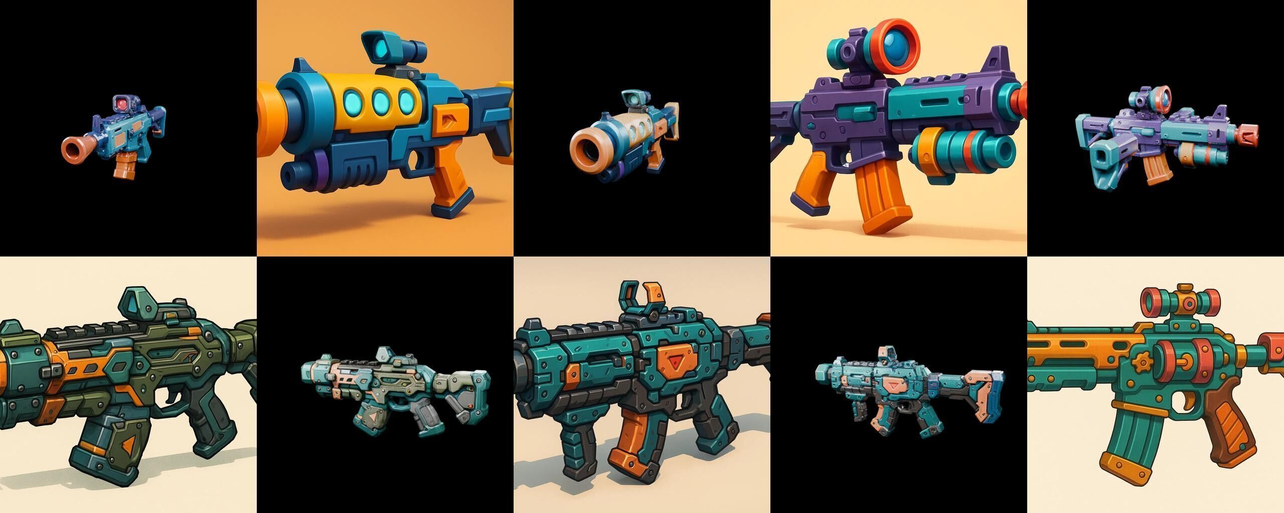 Weapon Rifle and Space Gun bundle 35 pack 100 glb Low-poly 3D model_16