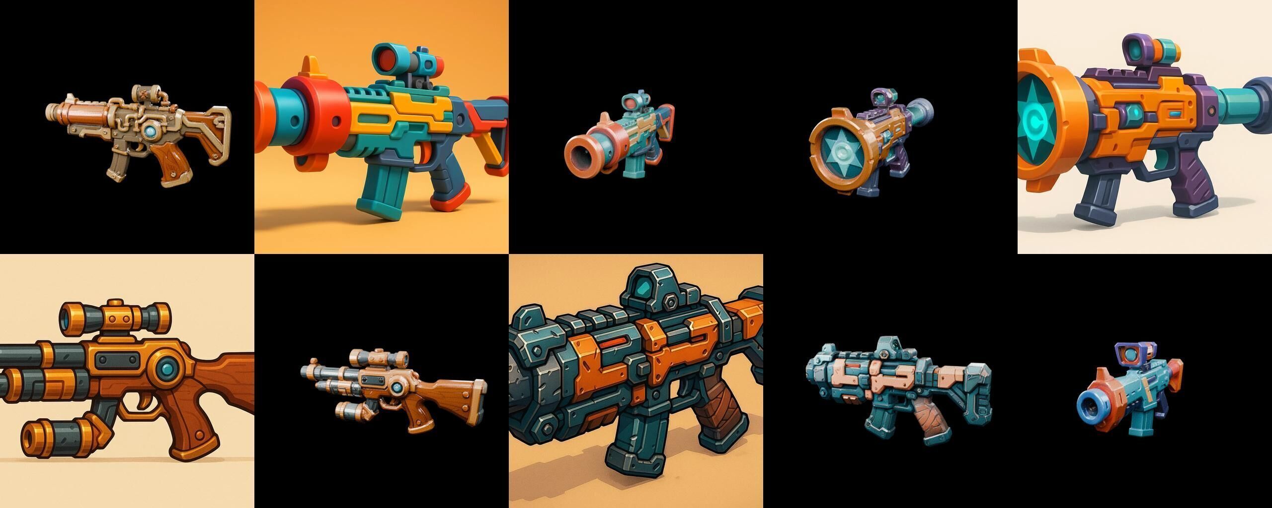 Weapon Rifle and Space Gun bundle 35 pack 100 glb Low-poly 3D model_6