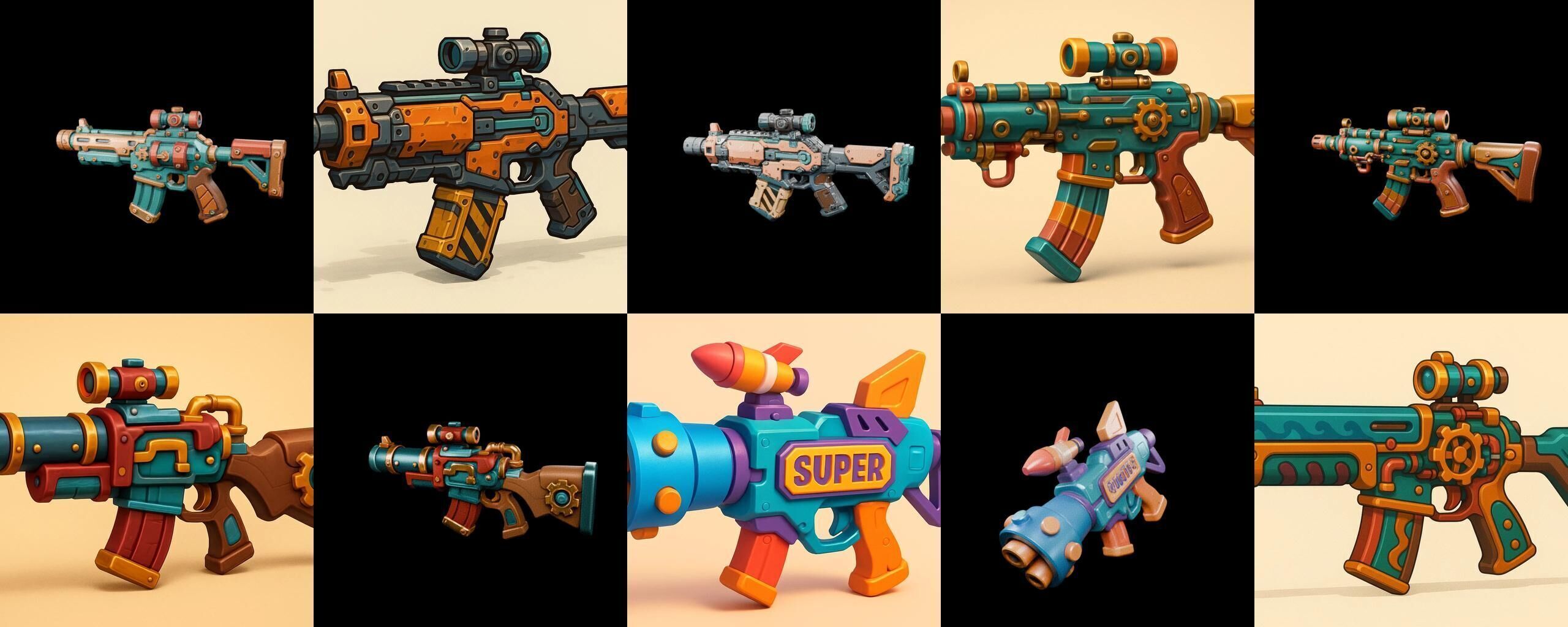 Weapon Rifle and Space Gun bundle 35 pack 100 glb Low-poly 3D model_17