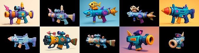 Weapon Rifle and Space Gun bundle 34 pack 100 glb Low-poly 3D model
