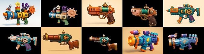 Weapon Rifle and Space Gun bundle 32 pack 100 glb Low-poly 3D model