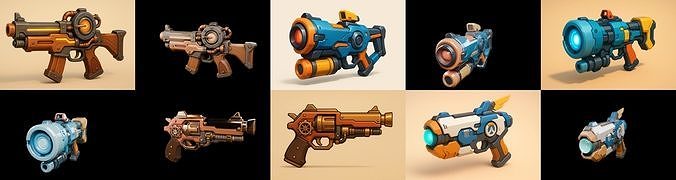 Weapon Rifle and Space Gun bundle 31 pack 100 glb Low-poly 3D model